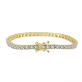 Classic gold-plated S925 sterling silver tennis bracelet with single row white zircons - 3mm 14k Gold 16.5cm Approx. 10.1g