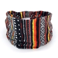 Bohemian elastic headband with red, yellow, and black geometric ethnic patterns - 59-Ethnic Geometric