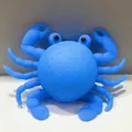 Détail d'un jouet crabe bleu avec texture en silicone souple et motifs de points ronds - Crabe Bleu