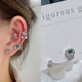 Silver chain earring set with emerald green stone and white zircons on card - EGD50 Green Gem Snowflake Connector