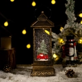 Christmas snow globe lantern with miniature red truck and tree, warm festive lighting - Car with Christmas Tree