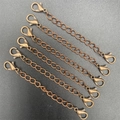 Set of six antique bronze double lobster clasp extender chains for DIY jewelry making - Antique Red Copper