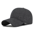Men's dark grey winter baseball cap with knit texture and sport logo tag detail - Gray