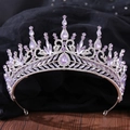 Luxurious bridal tiara with purple teardrop crystals and silver rhinestone accents - Silver & Light Purple (H1322)