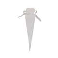Elegant white cone wedding favor box with heart cutout and matching white ribbon - White