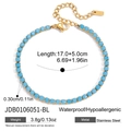Dettaglio del bracciale in acciaio inossidabile 18K con ciondolo occhio in zircone - Bracciale a Catena con Perline Blu (JDB0106051-BL)