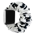 Elastic cow pattern scrunchie watch band compatible with Apple Watch in soft fabric - White Cow Print