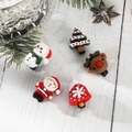 Close-up of 5-piece Christmas hair clips set with Santa, reindeer and snowman themes - Santa Snowman Reindeer Christmas Tree Bell Hair Clips 5pcs Set