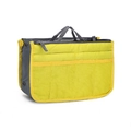 Dual-zipper nylon organizer bag in vibrant yellow and grey with mesh pockets - Yellow
