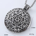 Vintage silberner Wikinger-Keltenknoten-Anhänger für Herren mit mystischen Gravuren - Siegel Salomons Symbol (Einzelanhänger Stil 2)