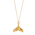 Detailed view of a gold stainless steel necklace with a minimalist whale tail pendant - Gold Whale Tail
