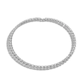 Detailed view of a silver tennis necklace with continuous sparkling diamond accents - White Gold White Zirconia Heart Necklace