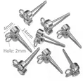 Perni per orecchini in acciaio argento con strass 4mm e anello per pendente da 2mm - Colore Acciaio-4mm-Anello Orizzontale