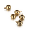 Five pieces of 18K gold plated stainless steel hollow beads with small hanging loops - 8mm Gold (5 Pieces/Pack) (KLJ6554-Z)