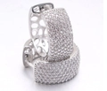 Silver hoop earrings with sparkling cubic zirconia pavé inlay and hinge closure - White Zircon Style (EB03-6)