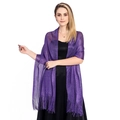 Elegant purple shimmering shawl with tassels, perfect for evening party wedding dresses - Purple