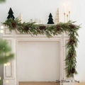 Christmas pine needle garland with pine cones, 200cm festive decor for fireplace mantle - Style E Rattan (200cm)