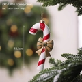 Christmas candy cane hanging ornament with red white stripes and a golden bow - Candy Cane