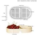 Oval split tray silicone mold for resin with finished cream serving platter and dimensions - Oval Double Grid Tray Mold Set