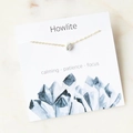 Minimalist golden cross chain necklace with natural white howlite stone pendant - Necklace Only Without Card / White Turquoise