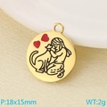 Golden stainless steel heart pet pendant 18x15mm round charm for DIY jewelry - Human Pet Embrace Style (KLJ9607-ZLA)