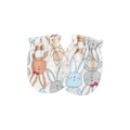 Detailed view of white baby anti-scratch mittens with cute colorful rabbit patterns - One Size / Stack Rabbit / 1 Pair Set (Elastic Cuff)