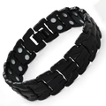 Black double row magnetic therapy bracelet with vintage dragon pattern for men - Branch Pattern Black