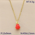 Pastoral style golden chain necklace with cute red strawberry fruit drop oil pendant - Long Red Strawberry Style (KN292095-Z)