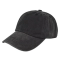 Close-up of vintage washed cotton baseball cap texture and precise stitching details - Adjustable / Black