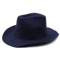 Navy blue woven panama straw sun hat for men and women with wide brim and fedora top design - M (56-58cm) / Navy Blue