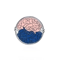 Artistic round enamel pin featuring a pink and blue brain design on white background - Artistic Brain