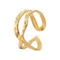 Anello regolabile in acciaio dorato con design a doppio strato e texture martellata - Taglia US 7 (Regolabile) / Oro