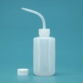 Translucent 250ml plastic wash bottle with scale marks and curved nozzle on blue background - 250ml (Clear with Extra Cap)