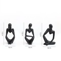 Set di 3 statue astratte del pensatore nere in diverse pose, finitura opaca, altezza 13 cm - Set di Mini Figurine / Nero