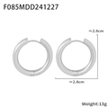 Minimalist silver stainless steel hoop earrings with 2.8cm diameter and mirror finish - Silver
