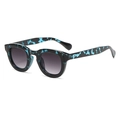 Blue and black tortoiseshell sunglasses with grey gradient lenses and wide frame - Blue Tortoise Frame Double Grey Lens