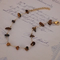 Bohemian gold chain bracelet with irregular brown tiger eye stones and lobster clasp - Bracelet-Tiger Eye