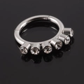 Silver stainless steel nose ring with five sparkling crystals on a reflective base - NO 5-Silver 5-Stone Row / 1.2*8mm