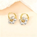 Two-tone gold and silver flower petal dangle earrings with polished metallic finish - Plum Blossom / Two-tone Type A