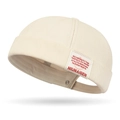 Beige retro canvas docker muts met geweven label en metalen oogjes voor stedelijke stijl - Verstelbaar / Beige