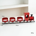 Red Christmas metal train model with three carriages and silver wheels for festive decor - Retro Red Metal Small Train
