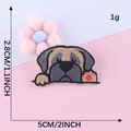 Cute dog embroidery patch for children clothing in beige and grey colors, 5cm width - Shiba Inu (B4L-B-4-7)