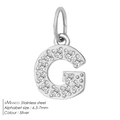 Silver stainless steel letter G pendant with cubic zirconia inlay 6.5-7mm size - Letter G(ZP39269) / Steel