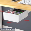 Small white under-desk hidden drawer storage box, 213x185x70mm adhesive stationery organizer - Cloud White / Flat / Small
