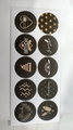 Set of 10 black and gold round stickers featuring festive birthday and celebration designs - Sticker - Black Label