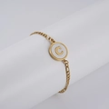 18K gold-plated stainless steel chain bracelet with shell-inlaid letter C pendant - Mother of Pearl / Letter C / White