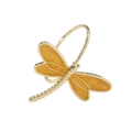 Elegant golden dragonfly napkin ring with vibrant orange enamel wings and textured band - Z1059-2 Orange Enamel Dragonfly