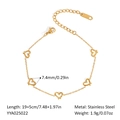 18K gold plated stainless steel bracelet with five hollow heart charms for women - Hollow Heart Bracelet (YYA025022)