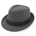 Chapeau fedora classique en laine grise pour hommes avec ruban noir et style vintage chic - Taille unique / Gris