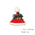 Cartoon red Santa hat Christmas brooch pin with golden bells and green holly leaves - Christmas Hat 1